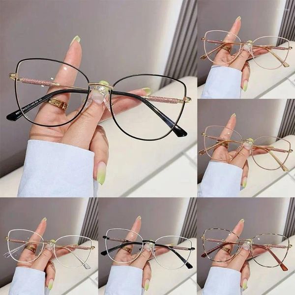 Sonnenbrille Cat Eye Metall Brillengestell Computerbrille Damen Anti-Blaulicht-Brille Unterstützt individuelle optische