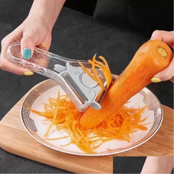 Obst Gemüse Werkzeuge Sublimation 3 In 1 Schäler Edelstahl Kartoffel Slicer Shredder Mtifunktionale Schäler Cutter Reibe Drop Delive Otva6