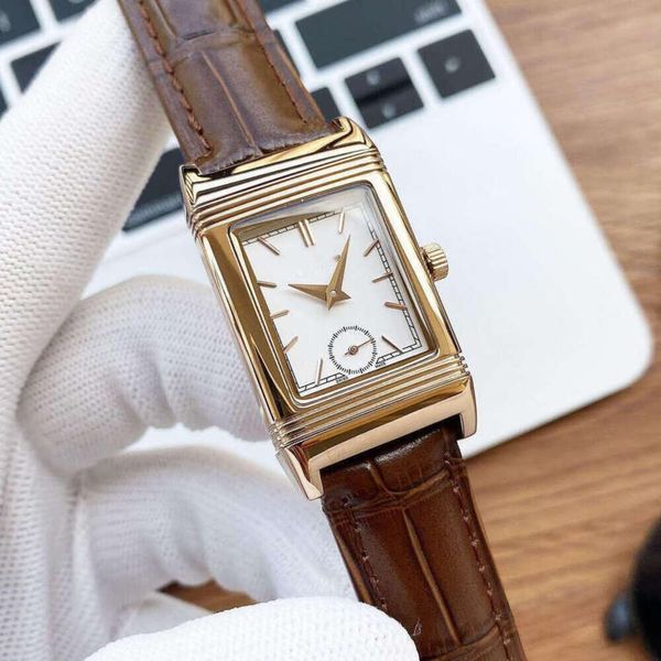 Designer relógio feminino feminino com caixa reverso relógios jfbs movimento de quartzo de alta qualidade uhr pulseira de couro montre reverso luxe