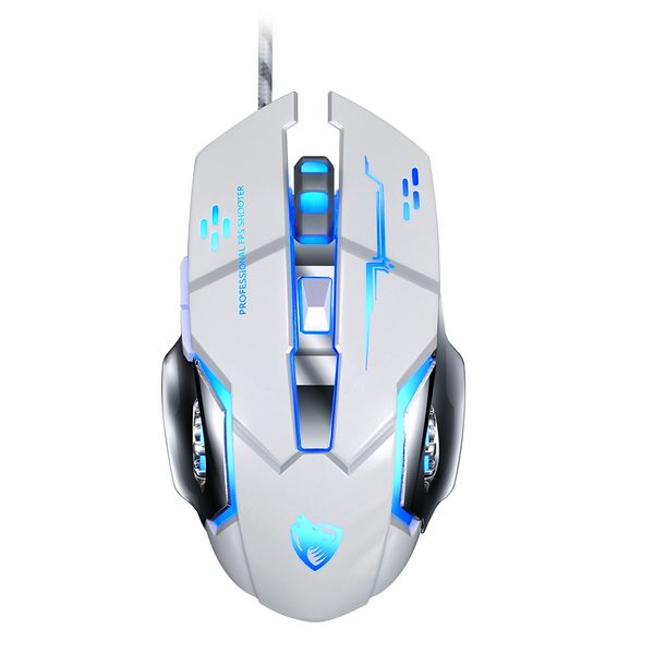 V6 kabelgebundene USB-Spielmäuse E-Sport-Gaming-Maus RGB-Hintergrundbeleuchtung leuchtende mechanische Makroprogrammierung Hintergrundbeleuchtung 6-Tasten-Maus für Gamer in Einzelhandelsverpackung