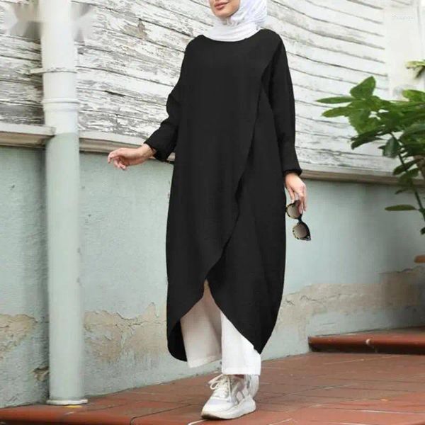 Abbigliamento etnico Medio Oriente Dubai Abiti da donna Islam Ramadan Semplice tinta unita Femme Top Musulmano Allentato Casual Manica lunga Lady