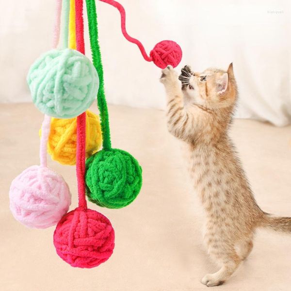 Cat Toys Cute Yarn Ball Toy Color Funny Pet Molar Denti Pulizia Interactive Training Grinding Claw Fitness Pink Puppy Dog