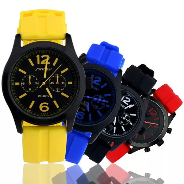 2023 Sinobi Sports Frauen Handgelenk Uhr Casula Geneva Quarz Uhr Weiche Silikon -Gurt -Modefarbe erschwinglicher Reloj Mujer
