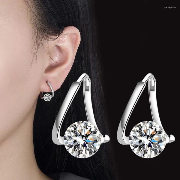 Brincos de argola moda bonito cruz orelha fivela brilhante cristal cúbico cor ouro para mulheres jóias de casamento coreano