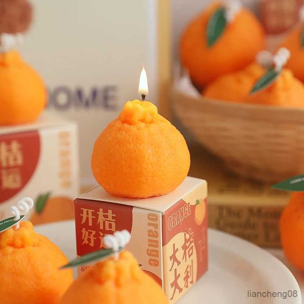 Velas frutas laranja vela artesanal perfumada vela de cera aromaterapia casamento aniversário velas festa decoração para casa