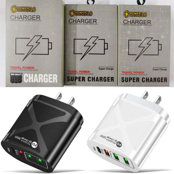 36W USB C Adapter Adapter PD Fast Charging Зарядчик для iPhone 14 13 Pro Samsung Xiaomi Phone Charger Тип C USB Charger QC 3.0 Adapter US EU UK Plug с коробкой