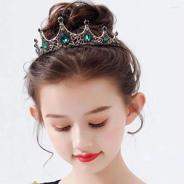 Grampos de cabelo 2023 moda preto cor de ouro coroa de cristal para crianças criança meninas coroas tiaras diadems acessórios de casamento jóias nupciais