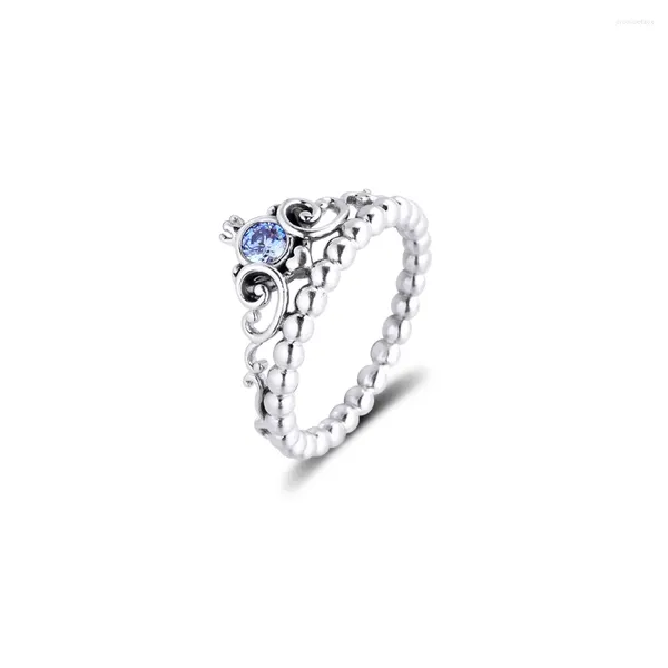 Cluster Anelli Blu Tiara Anello in argento sterling 925 Fidanzamento di nozze per le donne S925 Gioielli originali Regali fai da te Bague Femme