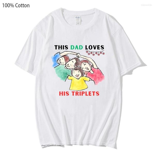 Magliette da uomo Questo papà ama le sue terzine Tshirt Lover Vacanze in famiglia T-shirt Lettera Tees Abbigliamento uomo O-Collo Abbigliamento donna Cotone