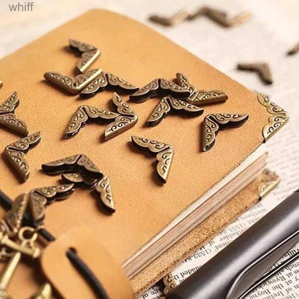 Köşe Kenar Yastıkları 50pcs Metal Kitap Köşe Koruyucu Vintage Scrapbook Fotoğraf Albüm Dizüstü Bilgisayar Menos Klasörü Altın Gümüş Bronzel231113