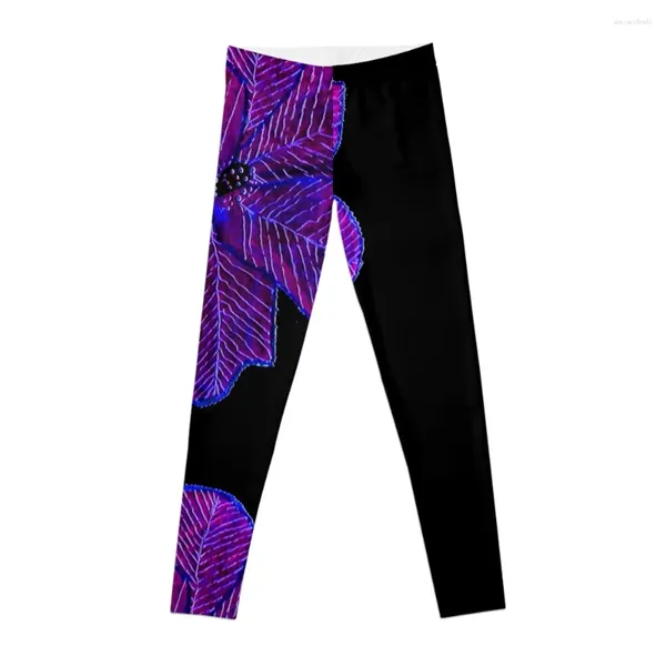 Pantaloni attivi Leggings con fiori viola Abbigliamento da allenamento per donna Leggins a vita alta da donna