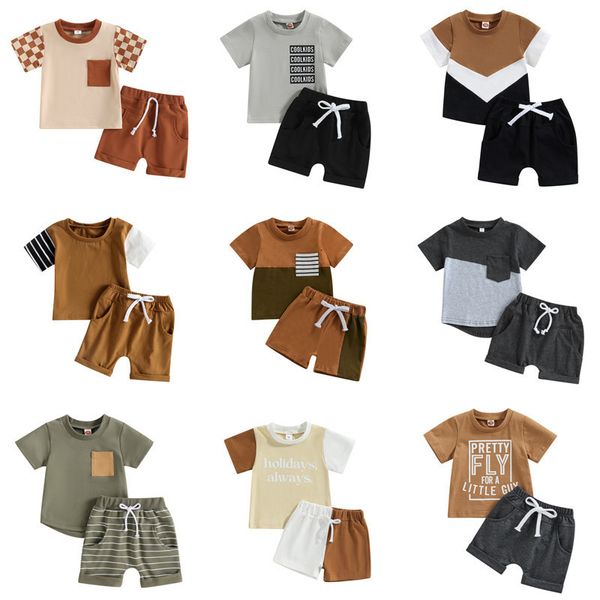 Kleidungssets born Short Baby Boy Clothes Summer 2023 Stripes Tops and Shorts Items Groups Things Stuff Children for 230412