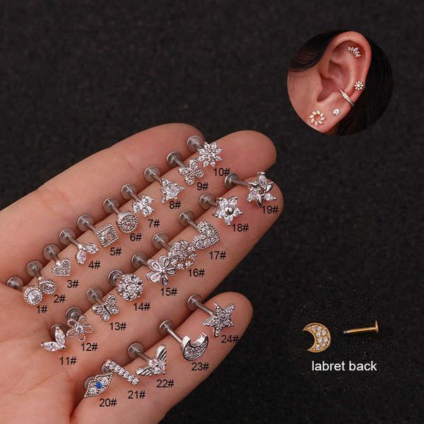 Stud stile coreano Nuovi orecchini alla moda Fondo piatto Labret Ear Bone Stud Classic Piercing Ear Rings Gioielli per il corpo delle donne P230411