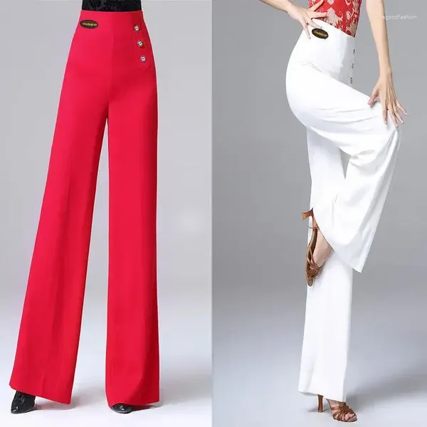 Pantaloni da donna autunno e inverno gamba larga a vita alta danza moderna sala da ballo latino casual Z38