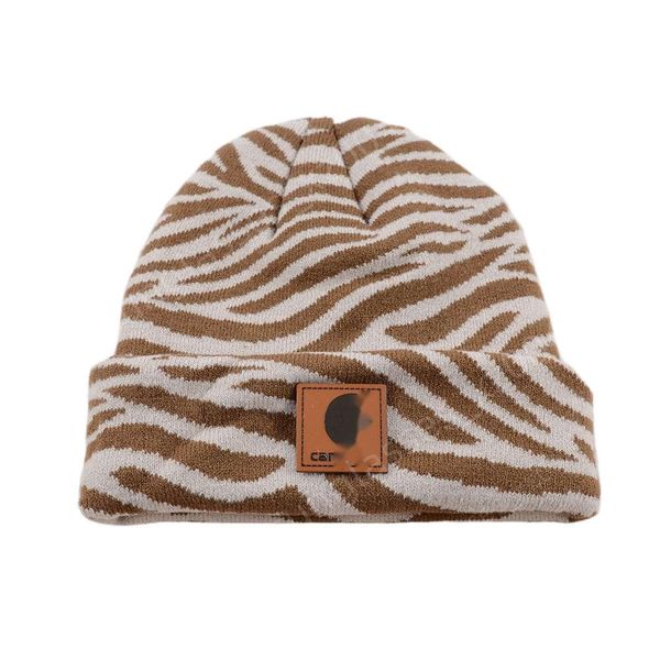 Carharttlys Beanie-Mütze, Designer-Originalqualität, verdickte doppellagige Camouflage-gestreifte Strickmütze für Herbst und Winter, wärmende Wollmütze für Outdoor-Curling