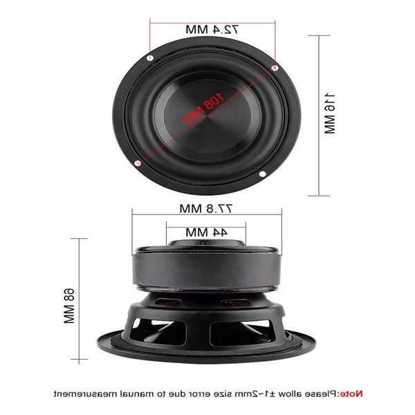 Freeshipping 1Pc 4 Polegada Woofer Audio Speaker Driver 4 8 Ohm 100W Bass Hifi Som Música Subwoofer à prova d'água Alto-falante DIY Home Theater Mgjcb