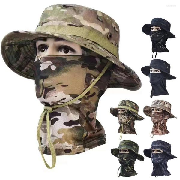 Bandane Passamontagna tattico militare Berretto da pesca Maschera a pieno facciale Set Uomo Summer Snapback Cappello da sole Caccia all'aperto Camouflage