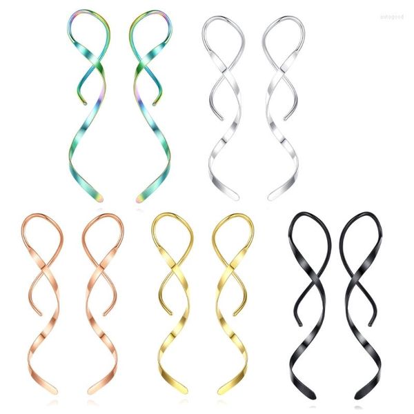 Orecchini pendenti Punk Acciaio inossidabile Twist Gancio per l'orecchio Spiral Expander Piercing Gioielli per uomo Donna