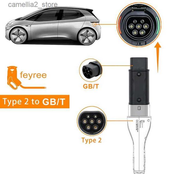 Accessori per veicoli elettrici feyree Adattatore da tipo 2 a GB/T 32A 7KW monofase IEC 62196-2 Convertitore caricabatterie 32A 22KW trifase per auto elettrica Presa di ricarica GB/T Q231113