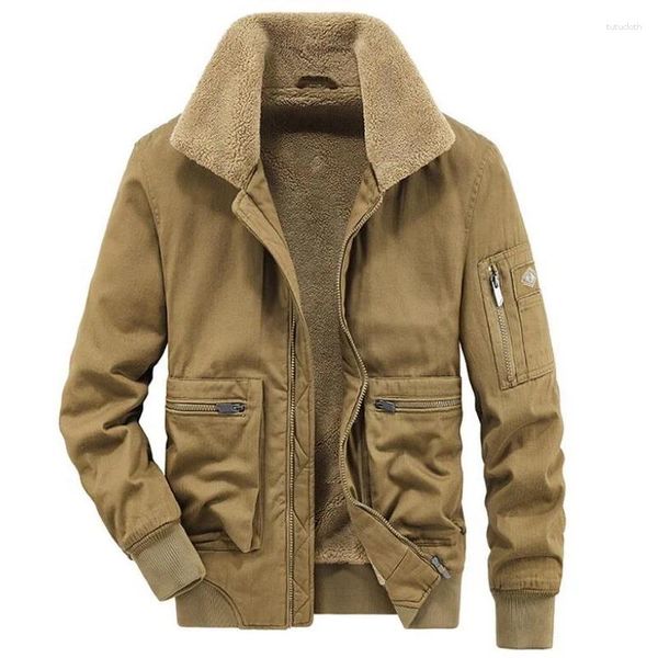 Herrenjacken Herbst Winter Winter Militärjacke Männer Pelz Kragen schlank dicke warme Parkas mehrere Taschen tragen resistente Windbrecher im Freien M-4xl