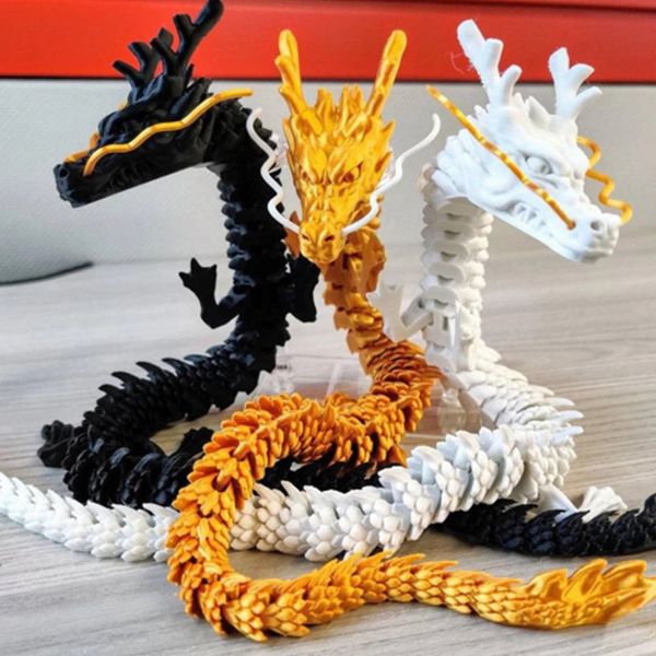 Decorações 3D Impresso Dragão Articulado Chinês Longo Flexível Aquário Tanque de Peixes Paisagismo Decoração Ornamento Modelo de Brinquedo Home Office 1PC 231113