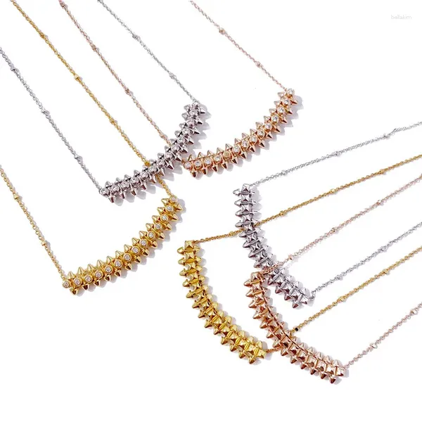 Charms Hohe Qualität Rose Gold Farbe Stil Punk Nieten Anhänger Halskette Zirkon Für Frauen Hochzeit Mode Schmuck