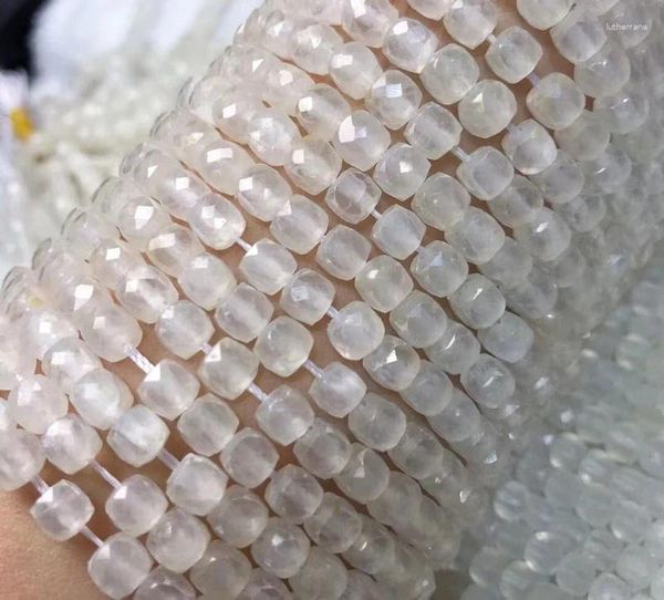 Pedras preciosas soltas natural branco calcita selenita contas de cubo facetadas para fazer pulseira formato quadrado pedra de quartzo contas de bordado joias diy