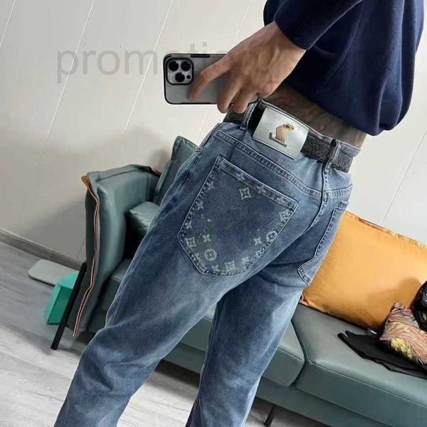 Jeans masculino Designer 2023 Novo jeans de primavera e outono: Marca de moda versátil Spirit Guy Popular na rede, mesmo os pés pequenos pequenos calças da moda LK9L