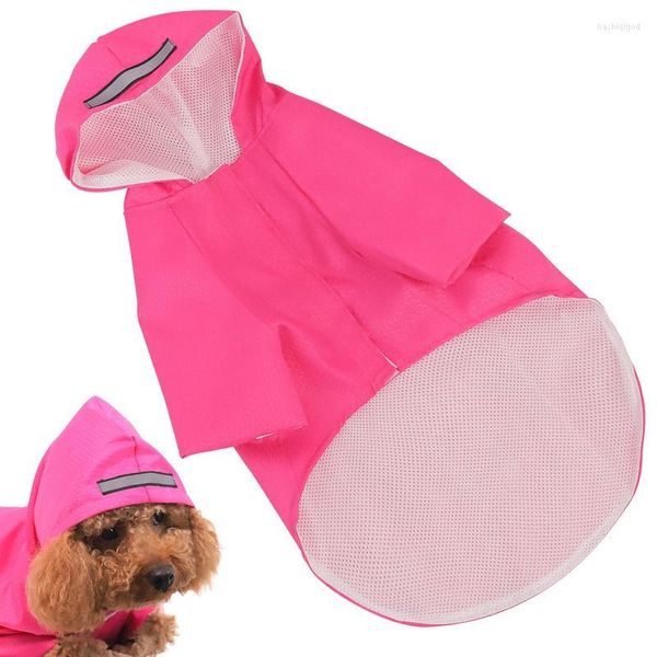 Dog Apparel Regenmantel mit Kapuze, verstellbarer Bauchgurt, reflektierende Streifen, leichter Slicker-Poncho, Regenjacke, Mantel für kleine und mittlere Größen