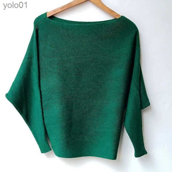 Kadın Sweaters Bahar Gevşek Örme Külot Kazak Üstler Kadın Moda O boyun boyunlu Long Ladies Örme Külot Jumper Bat Wing Casual Topl231113