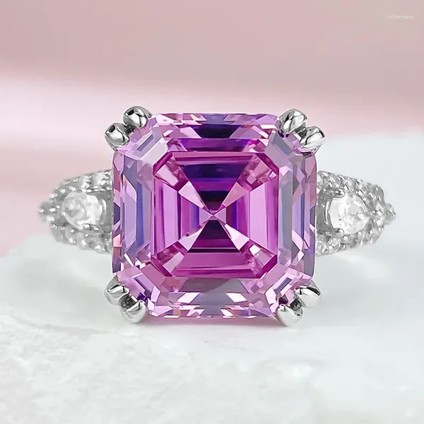 Anelli a grappolo 2023 Anello in argento 925 con diamanti ad alto contenuto di carbonio 11 Cherry Blossom Pink Luxury in stile europeo e americano