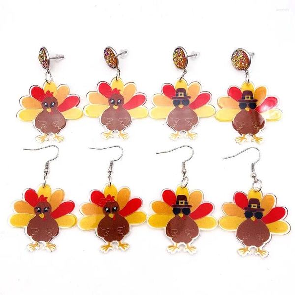 Baumelnde Ohrringe, lustiges Thanksgiving-Truthahn-Huhn, Tiere, Acryl-Anhänger, Tropfenform, für Frauen und Mädchen, Party-Schmuck, Geschenk