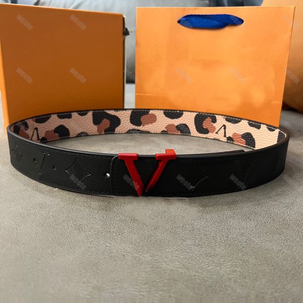 Cinture da uomo con stampa leopardata Cintura reversibile con stampa di lettere Cinture in vera pelle con goffratura V Cintura da donna di lusso Larghezza 3,8 cm Cintura Ceinture