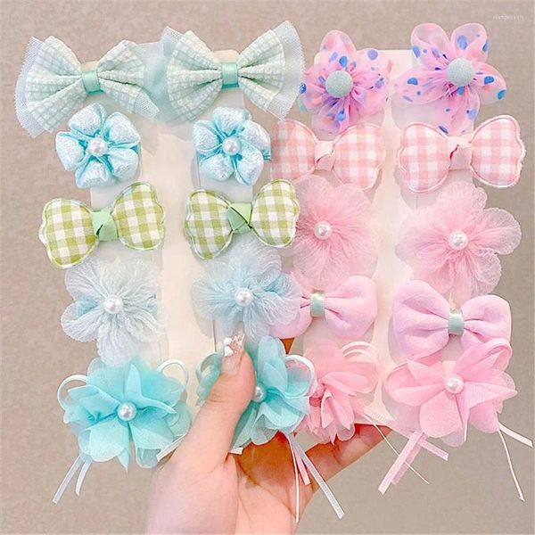 Accessori per capelli 10 pezzi/set bambini ragazze fiore fiocco-nodo forcine dolci mollette clip per bambini