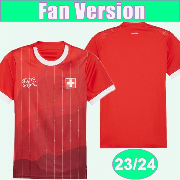 23 24 İsviçre Erkek Futbol Forması Fernandes Widmer Eledi Embolo Freuler Seferovic Home Futbol Gömlekleri Kısa Kol Ülkeleri