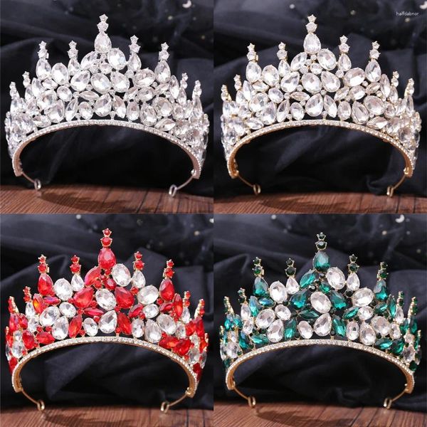 Haarspangen Barock Luxus Kristall Große Tiaras und Kronen Vintage Strass Prom Diadem Frauen Party Hochzeit Braut Accessoires Schmuck