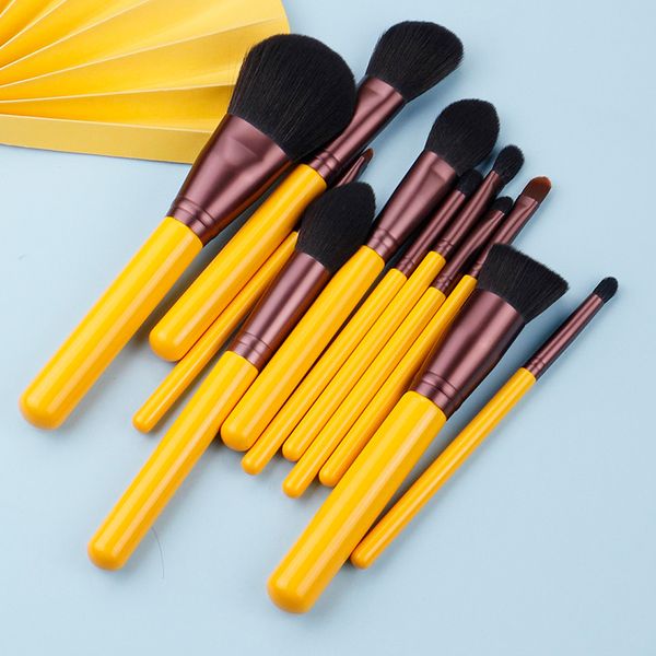 Ferramentas de maquiagem MyDestiny Makeup Brush Amarelo Série 11pcs escovas de cabelo sintéticas Definir face olho de caneta cosmética de cabelos artificiais Ferramenta de beleza 230413