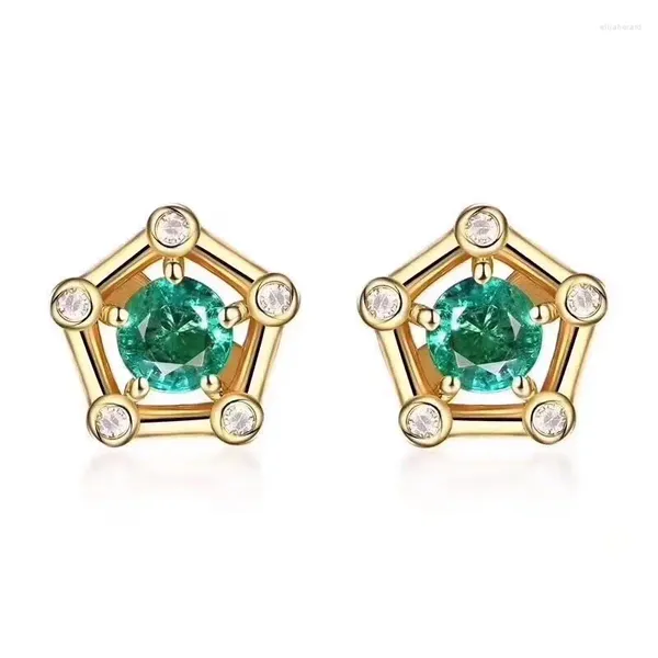 Gestüt Ohrringe Mode natürliche grüne Emerald Edelstein 925 Silber schöne Stars Rhombus Girl Party Geschenk Schmuck Schmuck