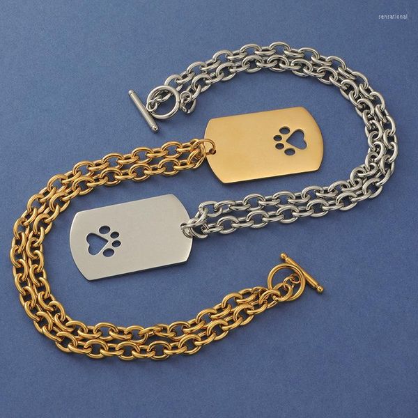 Anhänger Halsketten Edelstahl Dogtag Halskette Für Gravieren Metall Militär Platte Toggle Kette Spiegel Poliert Großhandel 5 stücke