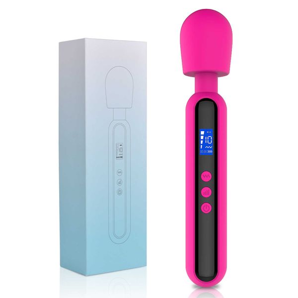 Nuovo display LCD con vibratore Av con vibrazione a 10 frequenze e giocattolo del sesso per adulti per masturbatore femminile a 4 velocità di ricarica