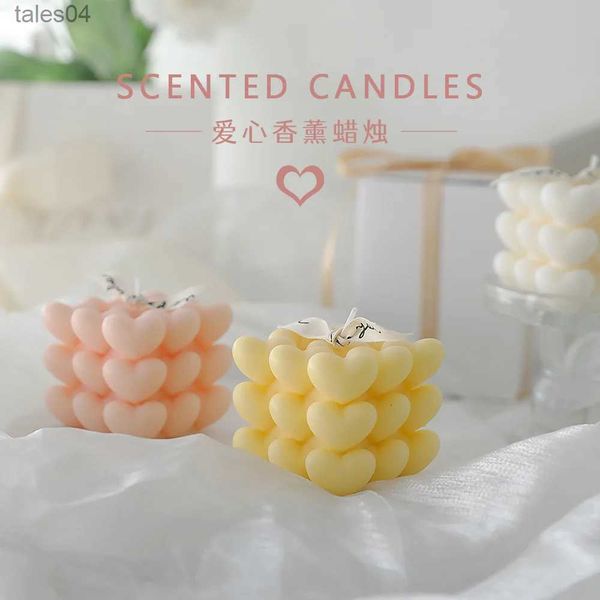AROMATEPTY AMO VENDA VELHA ATRIFICAÇÃO DO Dia dos Namorados Coração de Coração Handmade Rubik de Rubik Scent Tanabata Presente Presente Candle YQ231113