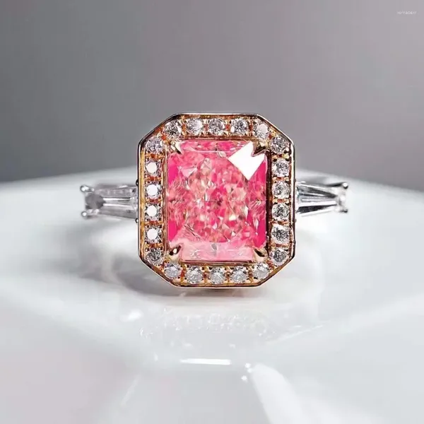 Anelli a grappolo SGARIT Gioielli in oro 18k 2,5 - Anello con diamante rosa Mosan taglio Reddean Certificato GRA Chiarezza VS per donna