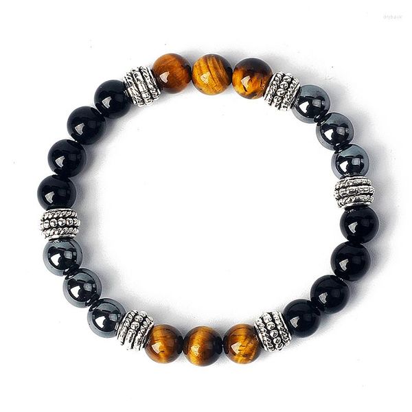 Strand Reiki Tiger Eye Men Nature Stone Obsidian Hematite Perda de peso Bracelets para mulheres Pulsera de jóias de saúde Heath