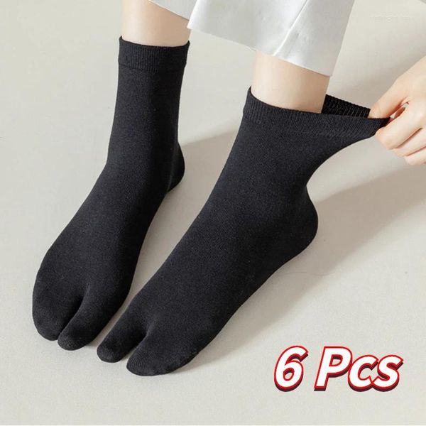 Meias femininas 3 pares estilo japonês tabi toe algodão masculino fibra de bambu desodorante respirável separado quimono flip flopdois dedos