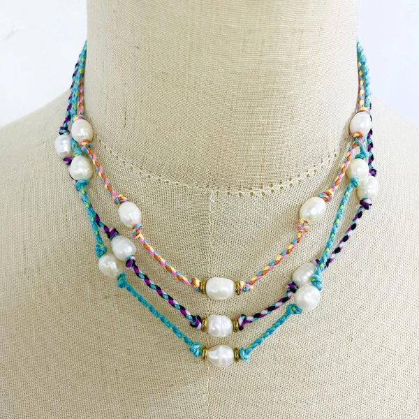 Collane con ciondolo 2023 Cinturino alla moda Collana di perle d'acqua dolce Braccialetti semplici regolabili per regalo di gioielli da donna