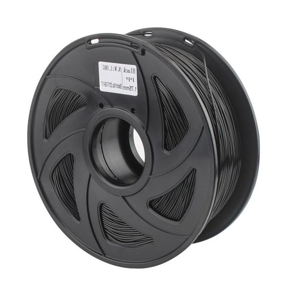 Freeshipping Premium-Qualität PP-Filament für 3D-Drucker, weiches, flexibles Kunststofffilament, schwarze Farbe, 175 mm, 1 kg Spule Kvvpm