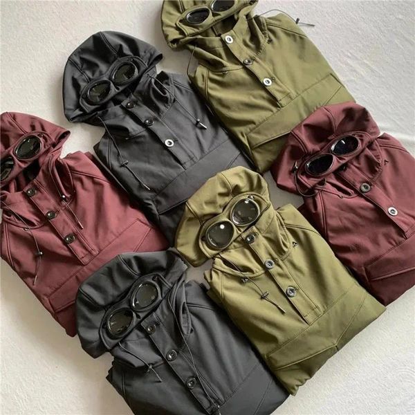 Erkek Hoodies Sweatshirts Sonbahar Kış Rüzgar Geçirmez Polar Ceket Cp Marka Gözlükleri Kapşonlu Kazak Koreli Gevşek Takım Gençlik Trendi Erkek Hoodie