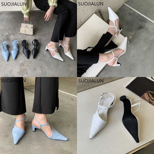 Sandali Spring Square Tacco alto Donna Sandalo Fashion Close Toe Cinturino alla caviglia Scarpe eleganti Pompe 230316