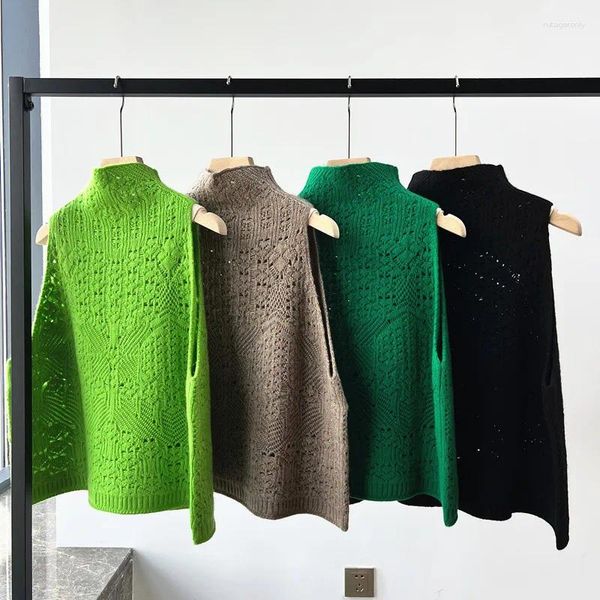 Kadın Yelekler Üst Uç Kadın Moda Kaşmir Out Out Gevşek Yelek Üstleri Lady Elegant V-Neck Pullover kolsuz ceket kazak