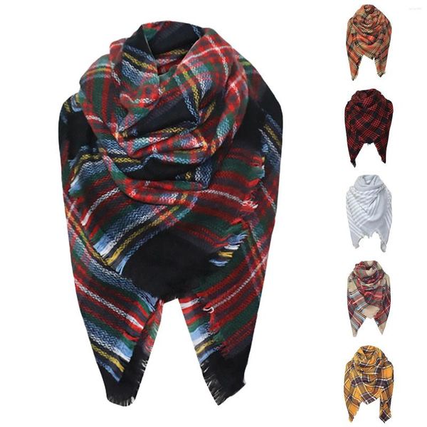 Sciarpe in raso per capelli Cappelli invernali da donna carini Plaid colorato da donna Sciarpa morbida calda Scialle in vetro colorato di seta